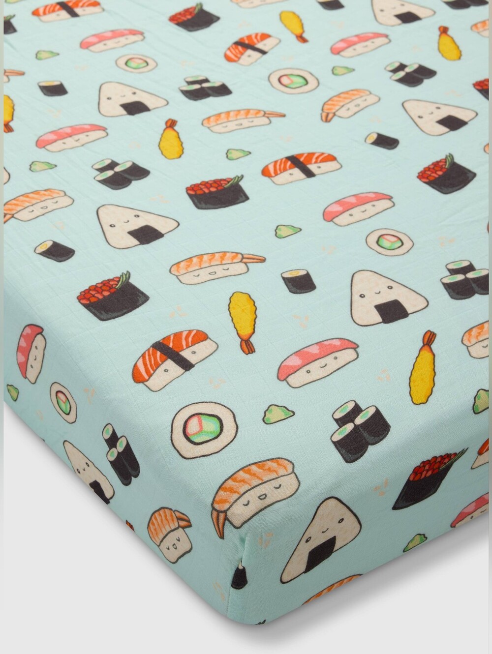Baby Muslin Fitted Crib Sheet in Tanboocel® Viscose from Bamboo - Sushi